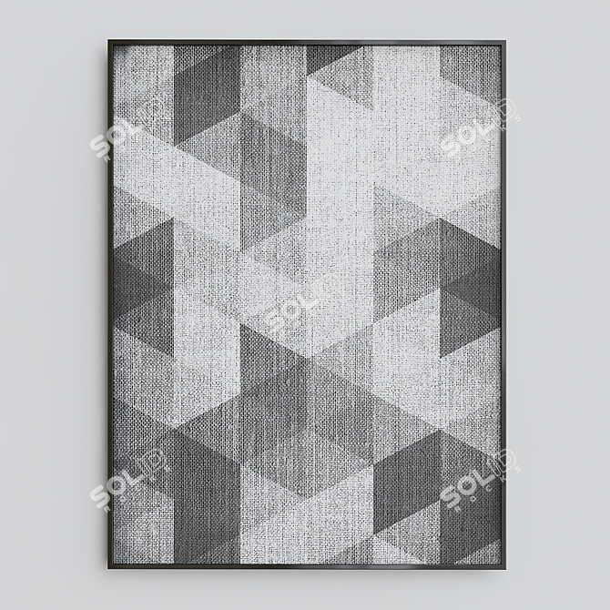 Geometric Navy Wall Art 3D model image 2