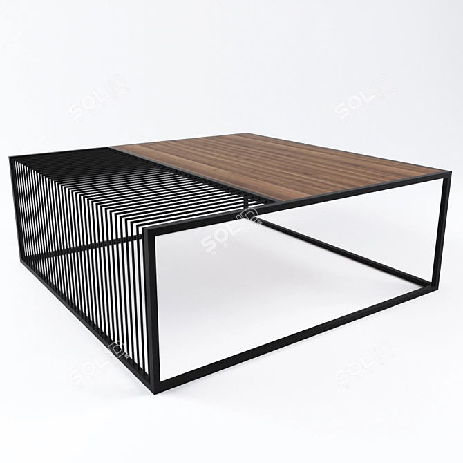 Elegant Wood & Metal Coffee Table 3D model image 2