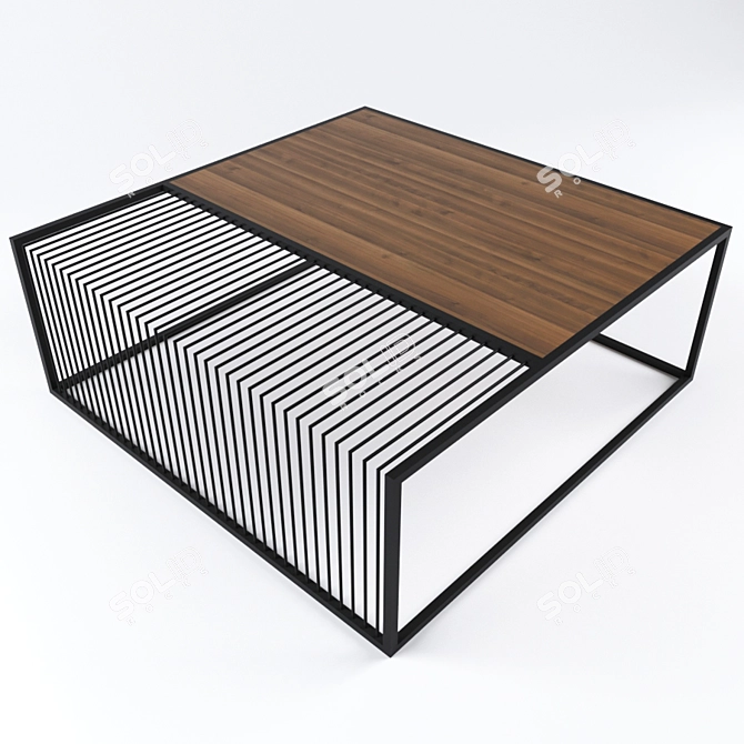 Elegant Wood & Metal Coffee Table 3D model image 3