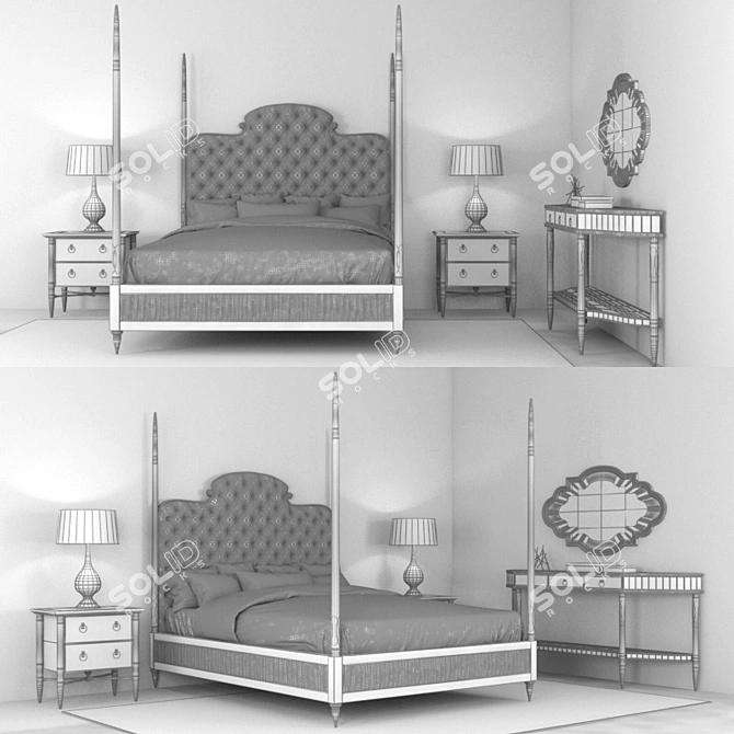 Caracole Everly King Bed Ensemble 3D model image 3