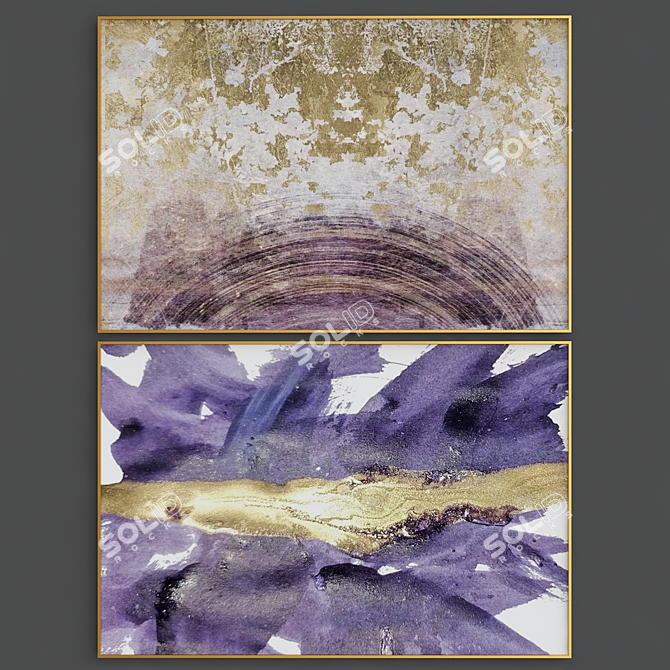 Purple Gold Decor Art 3D model image 3