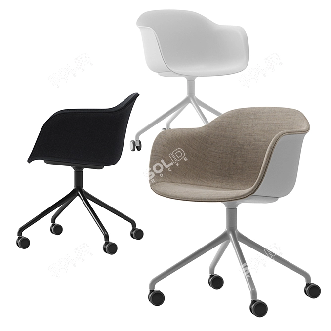 Modern Swivel Armchair: Muuto Fiber 3D model image 1