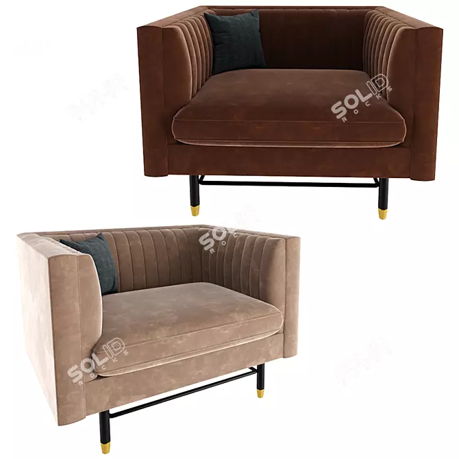 Elegant Chelsea Armchair with Pillow 3D model image 1