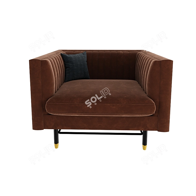 Elegant Chelsea Armchair with Pillow 3D model image 2