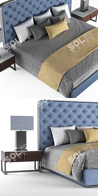 Sleek Modern Bed 3D model image 2