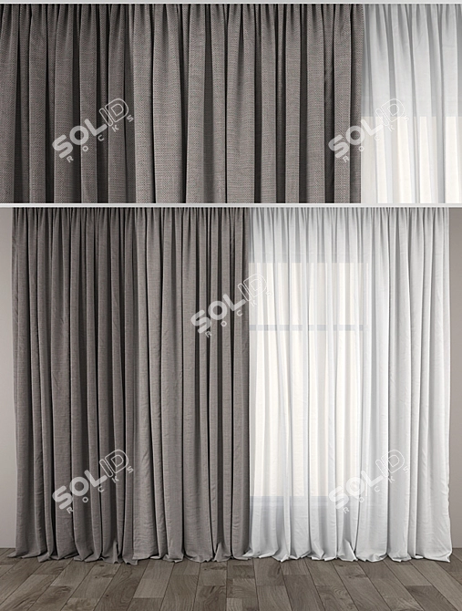 Elegant Drapes and Sheer Tulle 3D model image 2