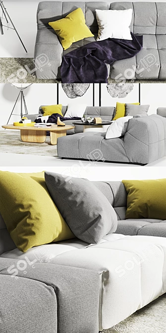 Tufty Puffy Sofa Set: Elegant, Modern, Italian Design 3D model image 2