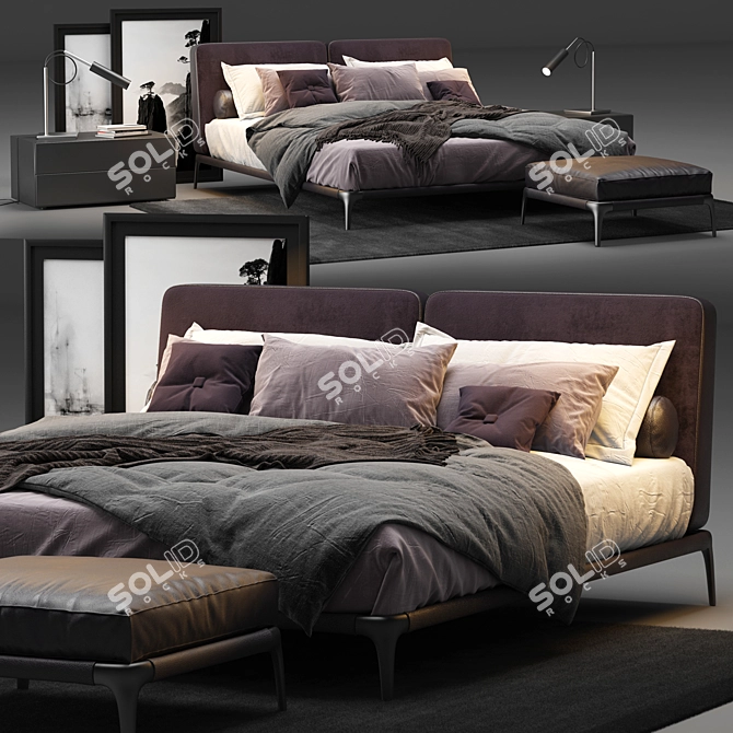 Poliform Park Uno Bed: Elegant and Functional Sleeping Solution 3D model image 1
