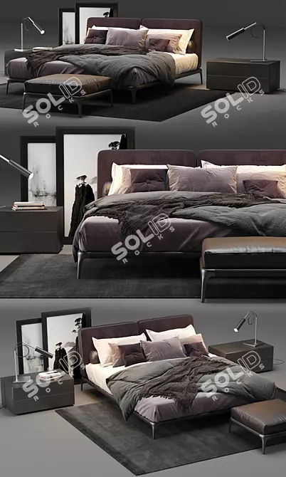 Poliform Park Uno Bed: Elegant and Functional Sleeping Solution 3D model image 2
