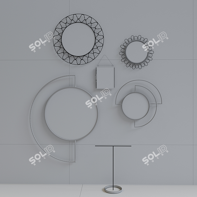 Metallic Decor Set: Frames, Stand & Mirrors 3D model image 2