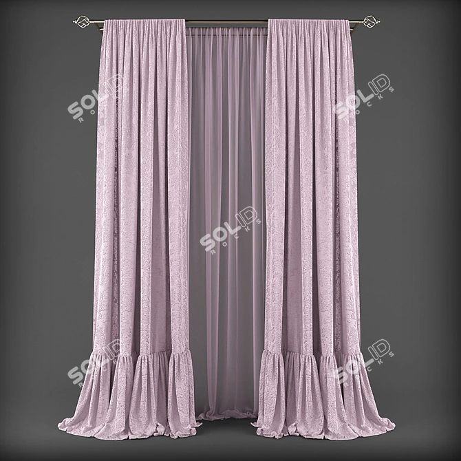 Modern Style Curtains 3D model image 1