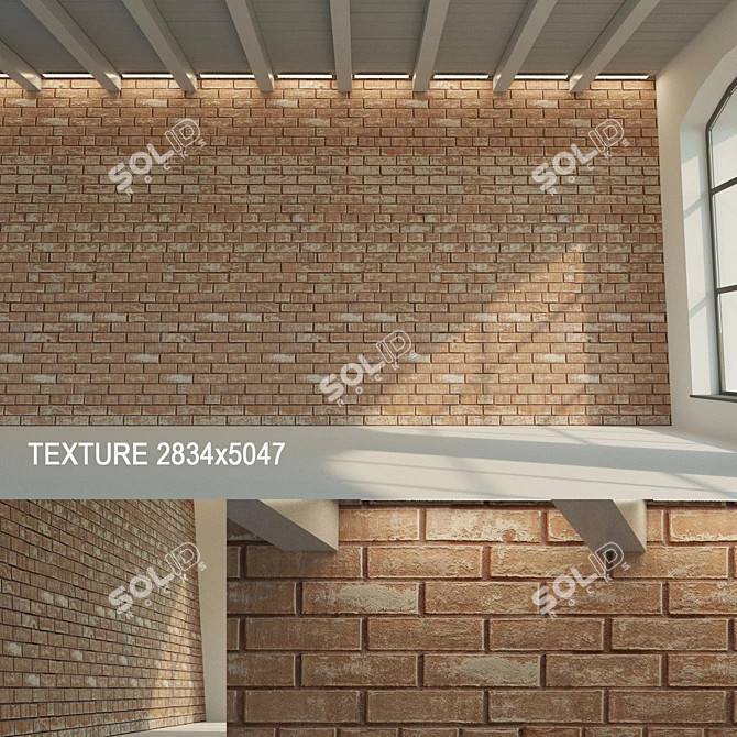 Dark Brick Texture - High Quality Seamless Wall Element 3D model image 1