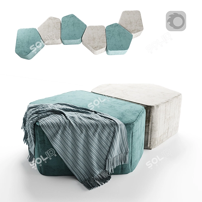 Sleek Modo Ottoman: Stylish Comfort 3D model image 1