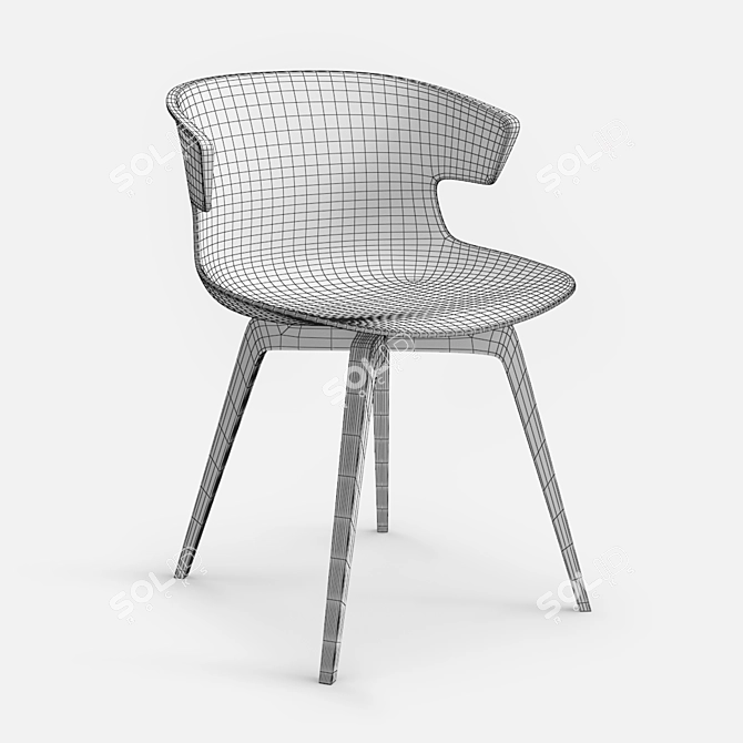 Quadrifoglio Cove 4-Leg Wooden Chair 3D model image 2