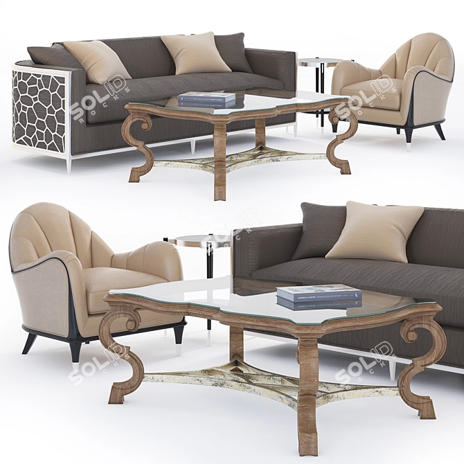 Modern Ice Breaker Sofa Set 3D model image 1