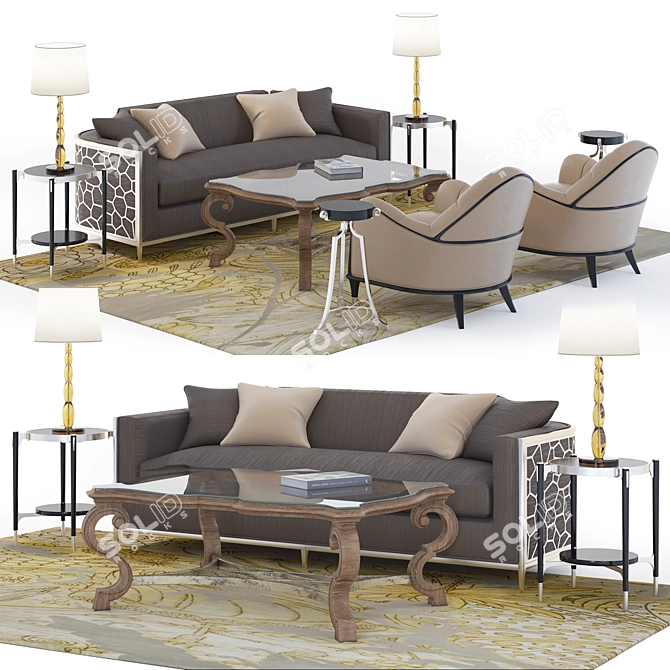 Modern Ice Breaker Sofa Set 3D model image 2