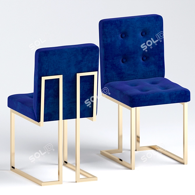 Luxury Navy Velvet Dining Chair 3D model image 1