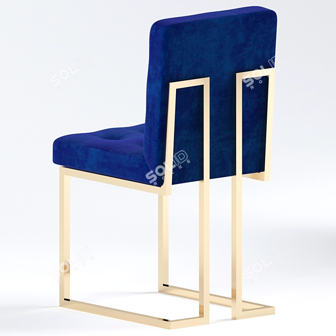 Luxury Navy Velvet Dining Chair 3D model image 2