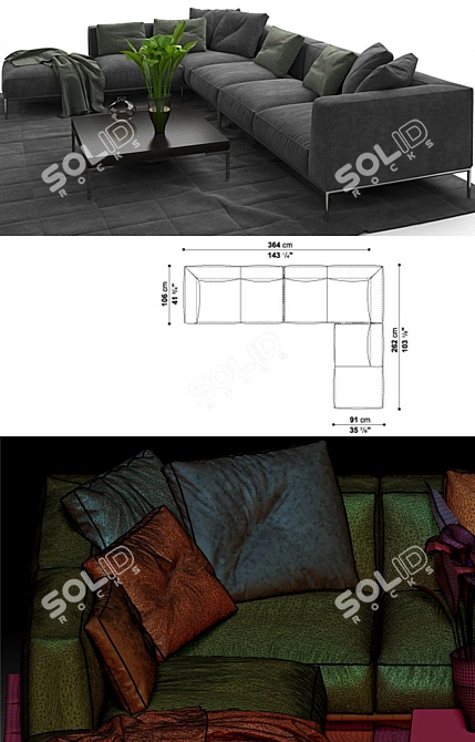 Contemporary Comfort: FRANK SOFA 3D model image 3