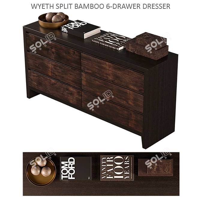 Wyeth Split Bamboo Dresser: Exquisite African-inspired Luxury 3D model image 1