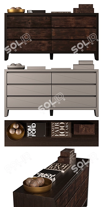 Wyeth Split Bamboo Dresser: Exquisite African-inspired Luxury 3D model image 3