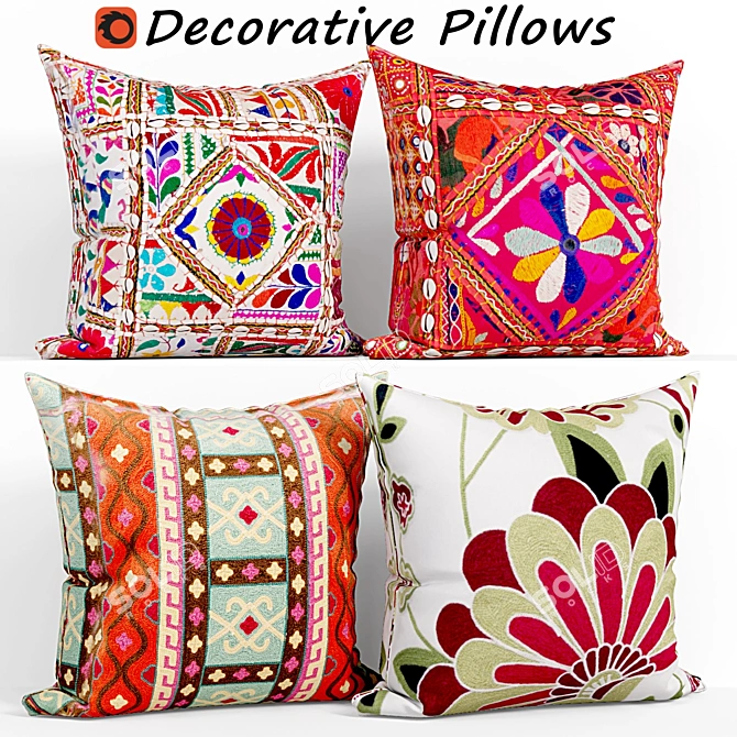 Mediterranean Decorative Pillows Set 3D model image 1