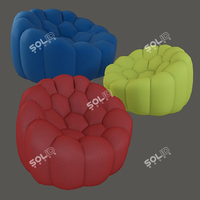 Rochebobois Bubble Armchair: Modern Elegance in Compact Dimensions 3D model image 1
