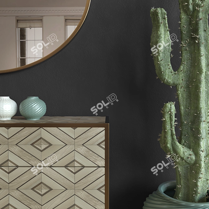 Contemporary Monstera Leaf Decor Set 3D model image 2