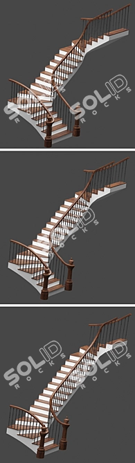 Versatile Set of 3 Stylish Stairs 3D model image 2