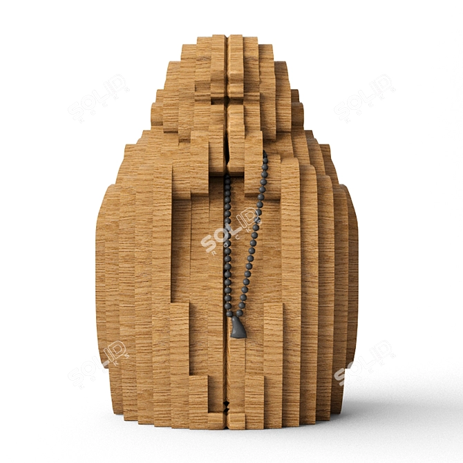 Smiling Wooden Buddha 3D model image 2