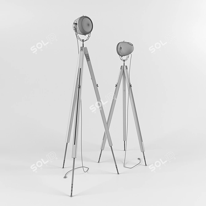 Modern Wood and Metal Floor Lamp 3D model image 2