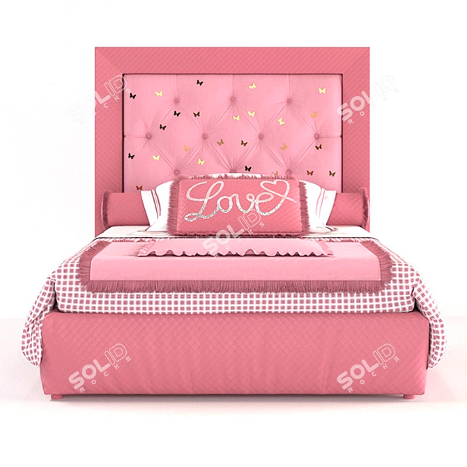 Stylish Halley Love Bed 3D model image 2