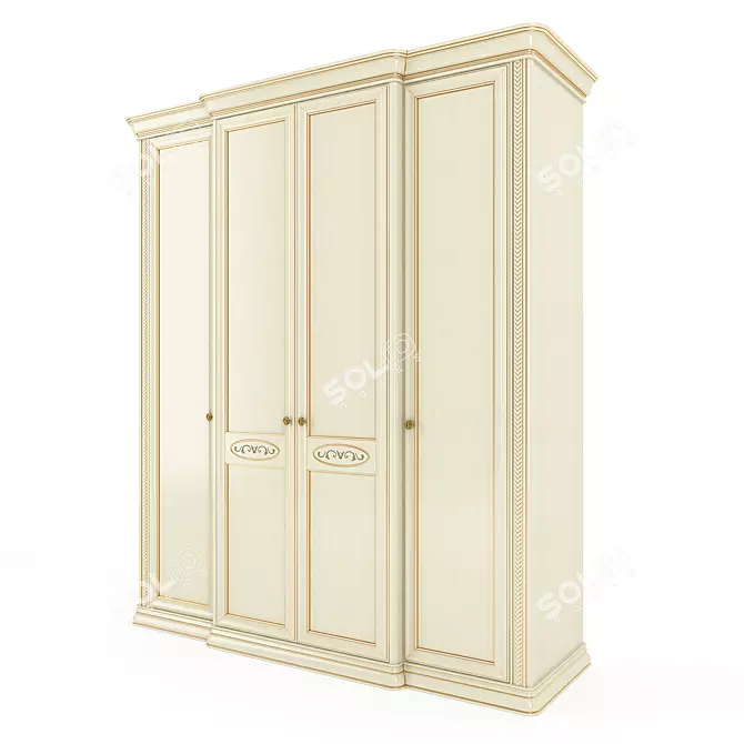 Siena Avorio 3-Door Wardrobe: Spacious and Stylish 3D model image 1