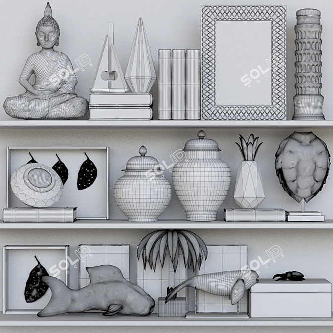 Elegant Shelf Decor Set 3D model image 2