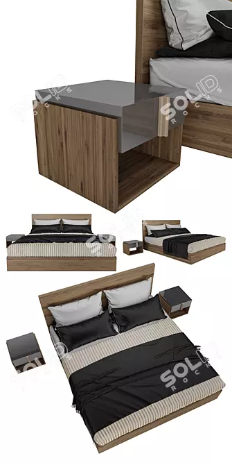 Modern Marvela Bed: Sleek Design & Comfort 3D model image 2