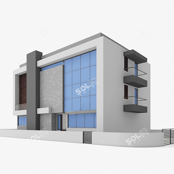 Sleek Modern Bungalow 3D model image 1