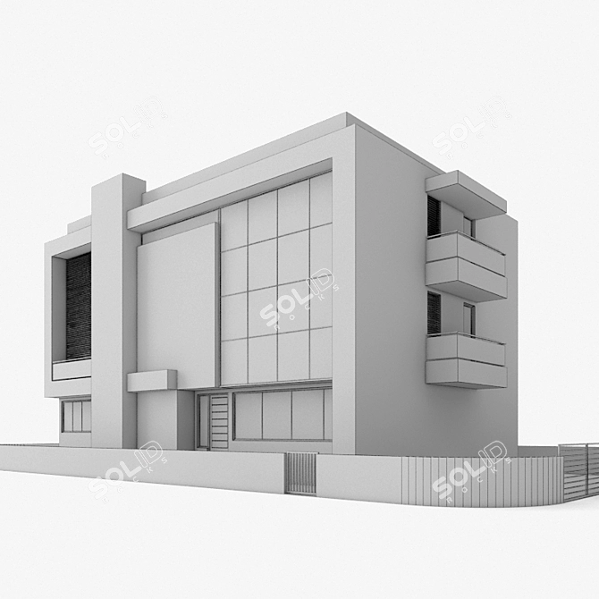 Sleek Modern Bungalow 3D model image 3