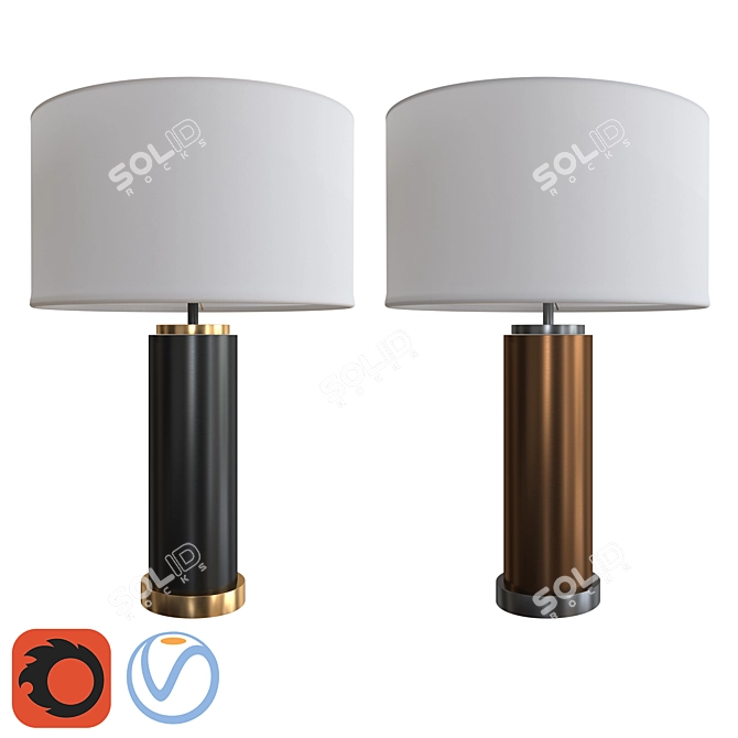 Elegant Pillar Table Lamp 3D model image 1