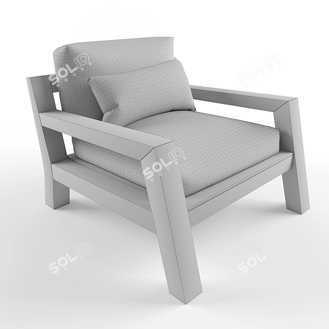 Teak Frame Single Seater Sofa 3D model image 2