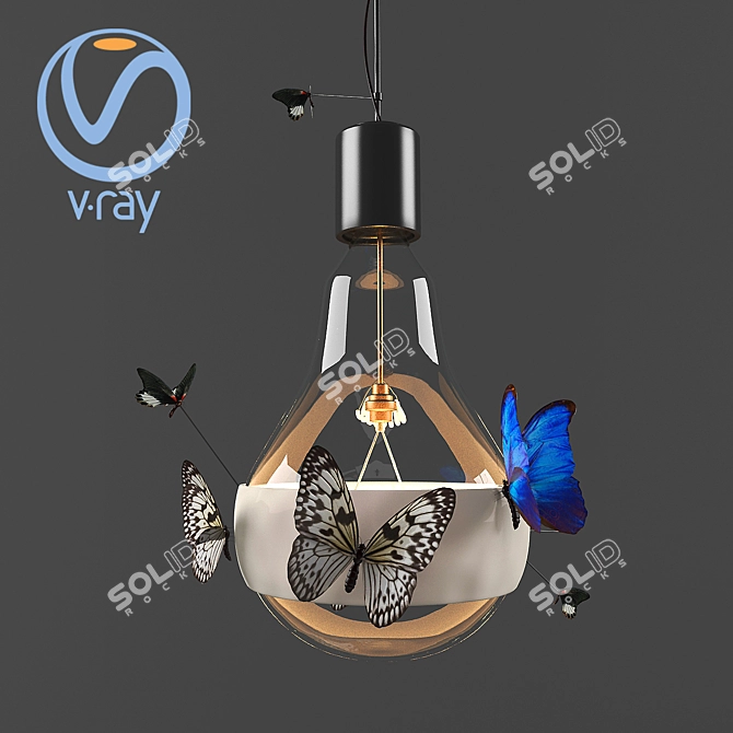 Elegant Fluttering Ceiling Lamp 3D model image 1