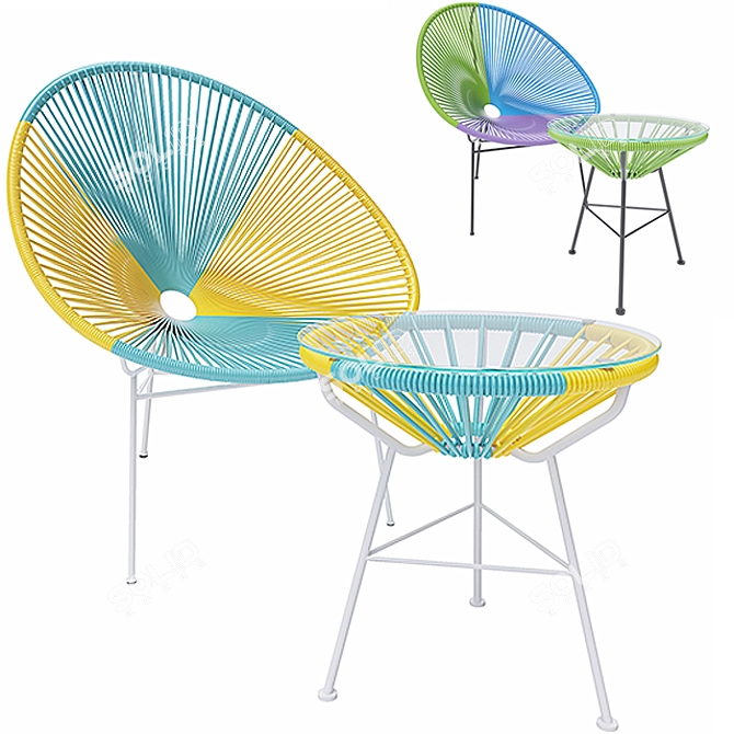  Vibrant Acapulco Color Chair 3D model image 1