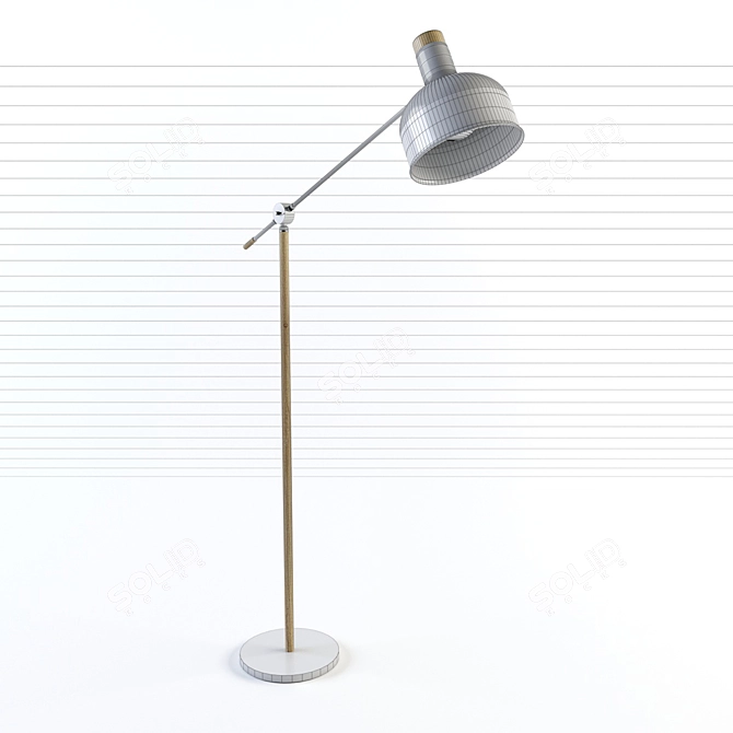 Title: Elegant White Wooden Floor Lamp 3D model image 2