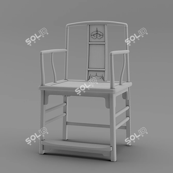 Elegant Ming Dynasty Armchair 3D model image 2