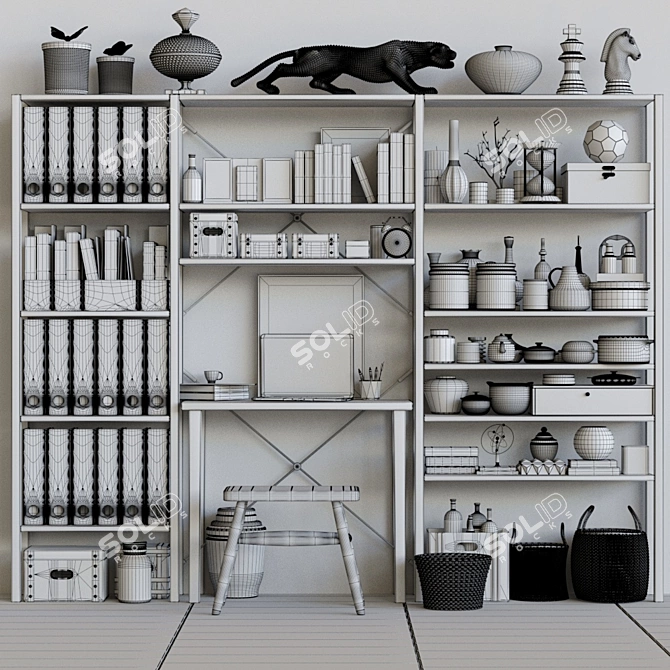 Modern Decorative Wardrobe: Figurine, Sculpture, Folder, Office 3D model image 2