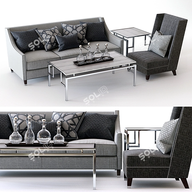 Bernhardt Palisades Sofa Set: Sofa and Chair 3D model image 1