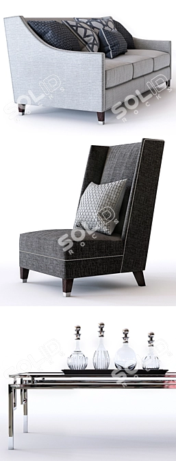 Bernhardt Palisades Sofa Set: Sofa and Chair 3D model image 2