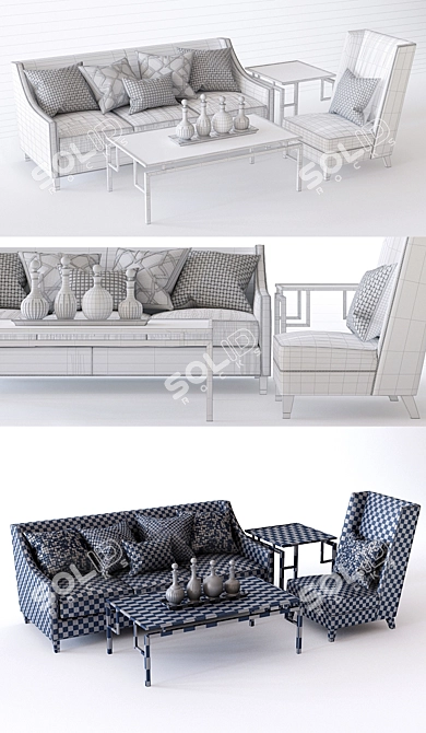 Bernhardt Palisades Sofa Set: Sofa and Chair 3D model image 3