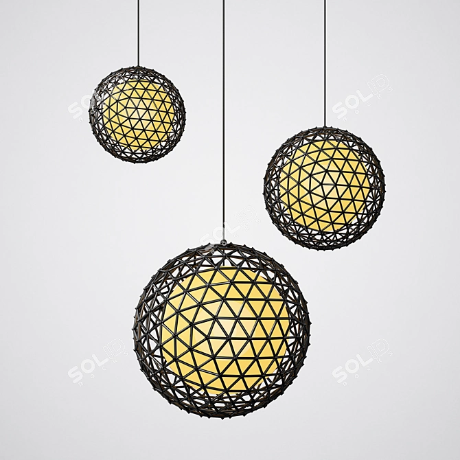Elegant Round Pendant Lamp 3D model image 1