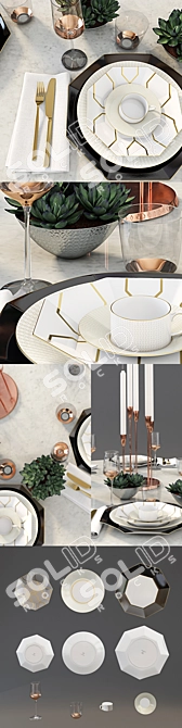 Elegant Wedgwood Arris Dinnerware 3D model image 2