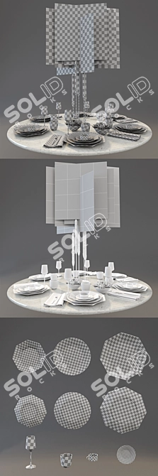 Elegant Wedgwood Arris Dinnerware 3D model image 3